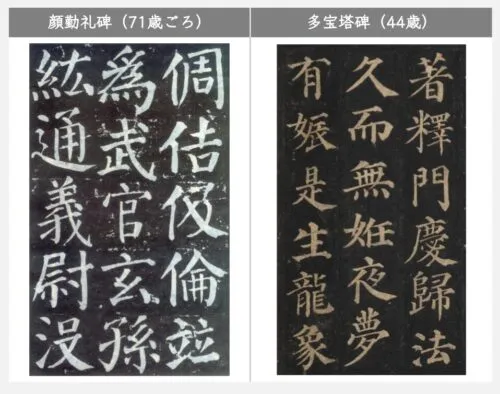 顔勤礼碑と多宝塔碑の比較
