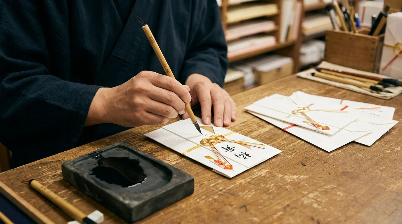 百貨店文具売り場の代筆サービス(筆耕)の様子