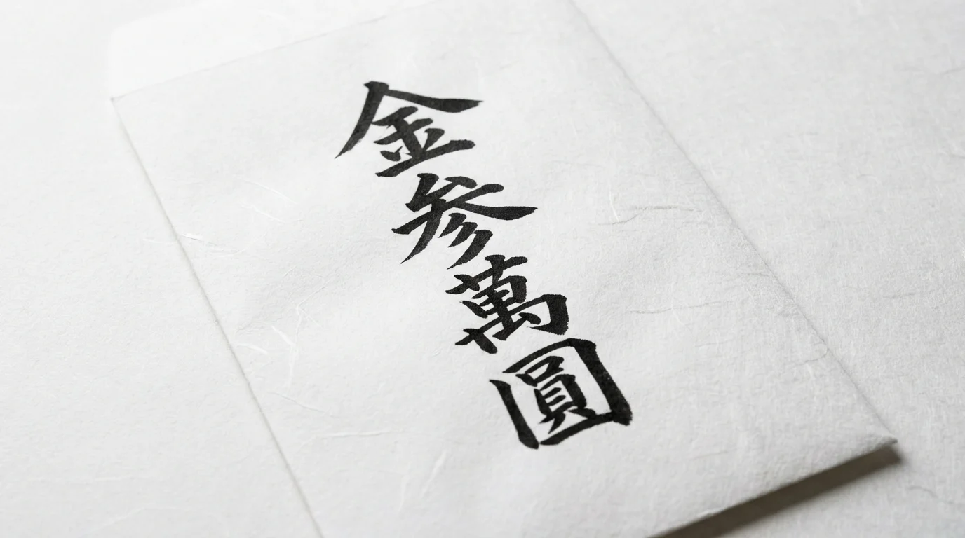 中袋の表に『金参萬圓』と旧字体で書いた見本